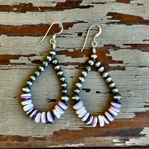 Wampum Quahog Shell Loop Earrings